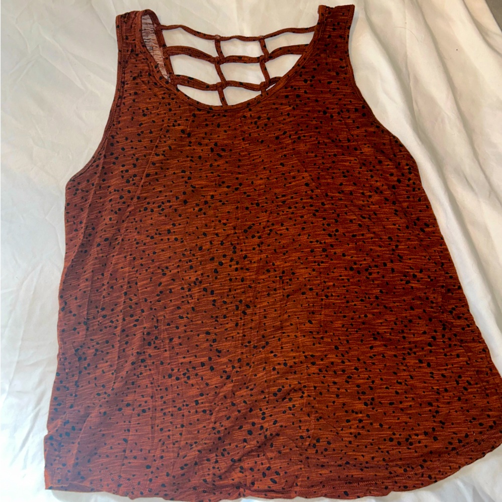 Maurice’s Rope Ladder Dark Burnt Orange Polka Dot Tank Top